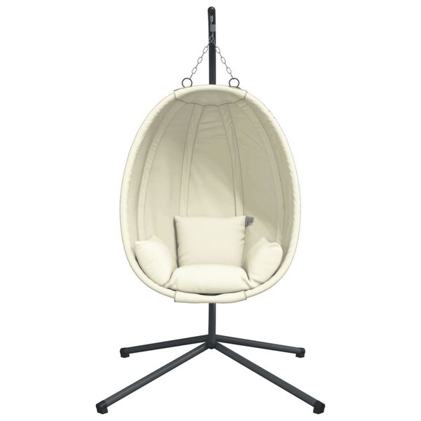 vidaXL Chaise suspendue en forme d'&oelig;uf et support beige tissu et acier