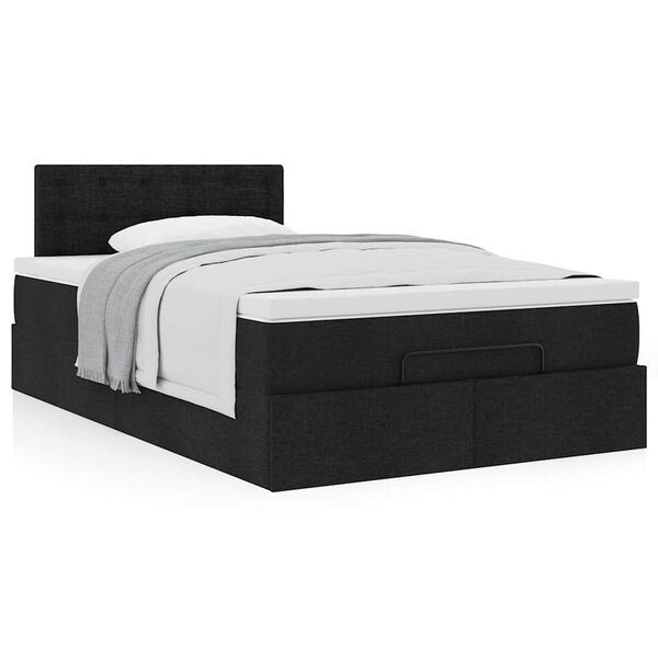 vidaXL Lit ottoman avec matelas noir 120x190 cm tissu