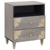 vidaXL Cabinet de chevet Gris 50 x 33 x 62 cm Bois de mangue massif