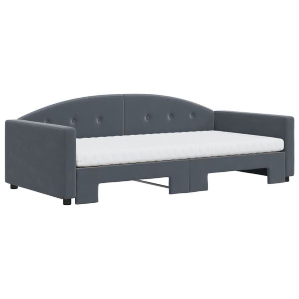 vidaXL Lit de jour et gigogne et matelas gris foncé 100x200 cm velours