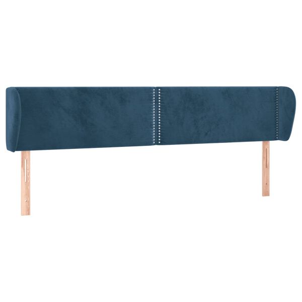 vidaXL T&ecirc;te de lit avec oreilles Bleu fonc&eacute; 183x23x78/88 cm Velours