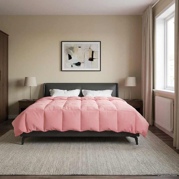 vidaXL Duvet d'&eacute;t&eacute; simple Matelass&eacute; Rose 240 x 260 cm Microfibre