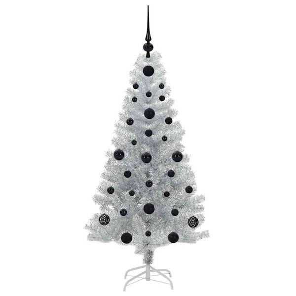 vidaXL Sapin de No&euml;l avec 150 LED avec support Argent 120 cm PET