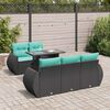 vidaXL Salon de jardin 6 pcs avec coussins noir r&eacute;sine tress&eacute;e acacia