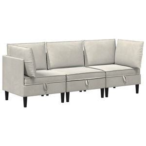 vidaXL Ensemble de meubles pour le salon 3 pc Cr&egrave;me Velours