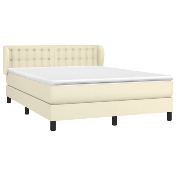 vidaXL Sommier &agrave; lattes de lit avec matelas Cr&egrave;me 140x190cm Similicuir