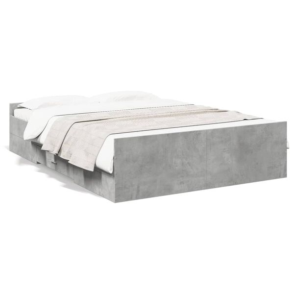 vidaXL Cadre de lit avec tiroirs sans matelas gris b&eacute;ton 120x190 cm