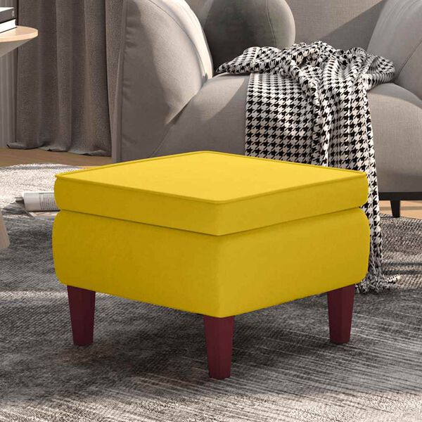 vidaXL Tabouret avec pieds en bois Jaune Velours