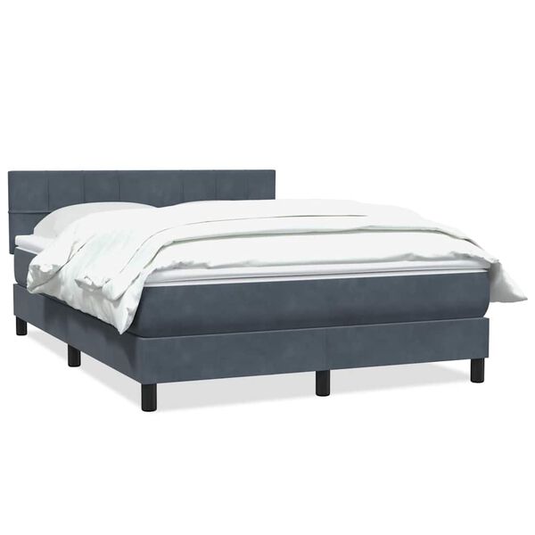 vidaXL Sommier &agrave; lattes de lit et matelas gris fonc&eacute; 140x220cm velours