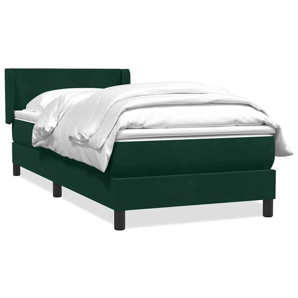 vidaXL Sommier &agrave; lattes de lit et matelas vert fonc&eacute; 90x210 cm velours