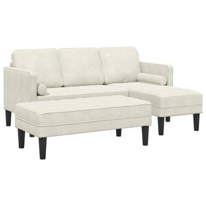 vidaXL Ensemble de Canap&eacute;s 2 pc Cr&egrave;me Polyester