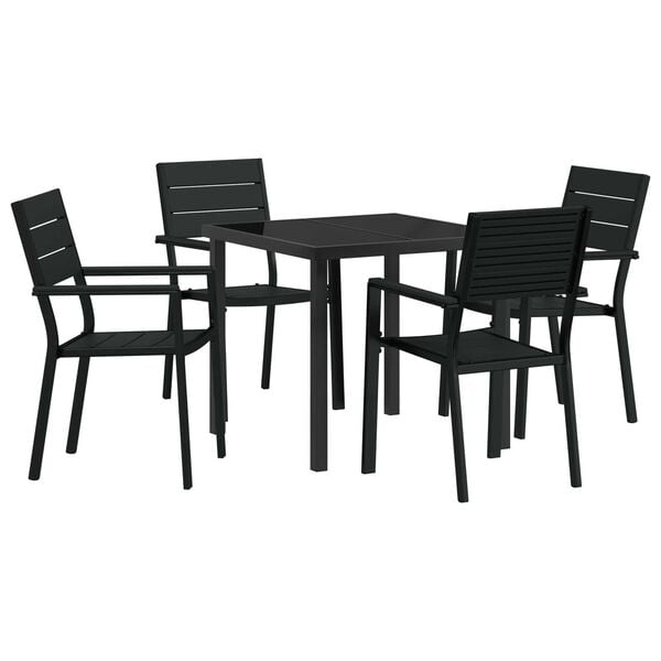 vidaXL Ensemble de salle &agrave; manger pour jardin 5 pcs Noir