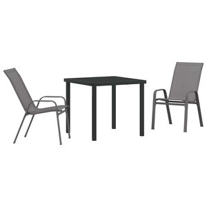 vidaXL Ensemble de salle &agrave; manger pour jardin 3 pcs Gris et Noir