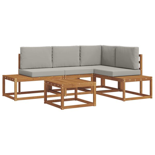 vidaXL Ensemble de canap&eacute;s d'ext&eacute;rieur 5 Pi&egrave;ce Gris Naturel et Clair