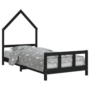 vidaXL Cadre de lit pour enfants noir 90x190 cm bois de pin massif
