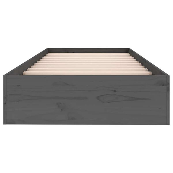 vidaXL Cadre de lit sans matelas gris bois massif 75x190 cm