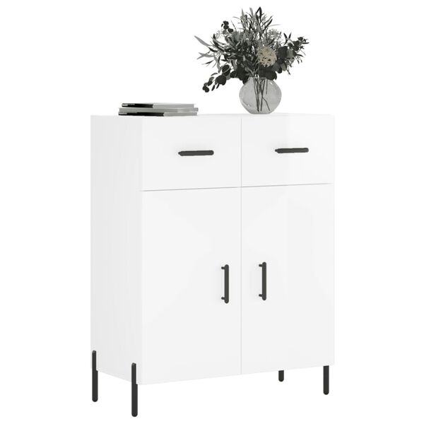 vidaXL Buffet Blanc brillant 69,5x34x90 cm Bois d'ing&eacute;nierie