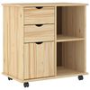 vidaXL Cabinet roulant Marron 63,5 x 39 x 65,5 cm Bois de Pin Massif