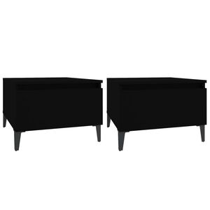 vidaXL Tables d'appoint 2 pcs Noir 50x46x35 cm Bois d'ing&eacute;nierie