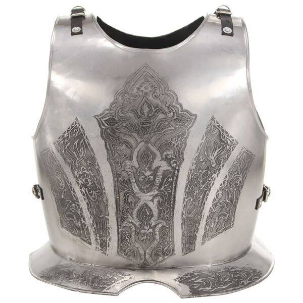 vidaXL Cuirasse d'armure corporelle chevalier m&eacute;di&eacute;val Argent&eacute; Acier