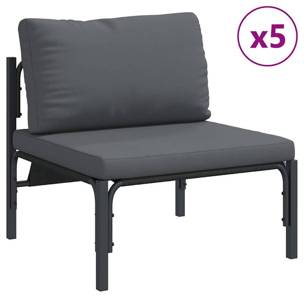 vidaXL Ensemble de canapé de jardin avec coussin 7 pcs Noir Acier