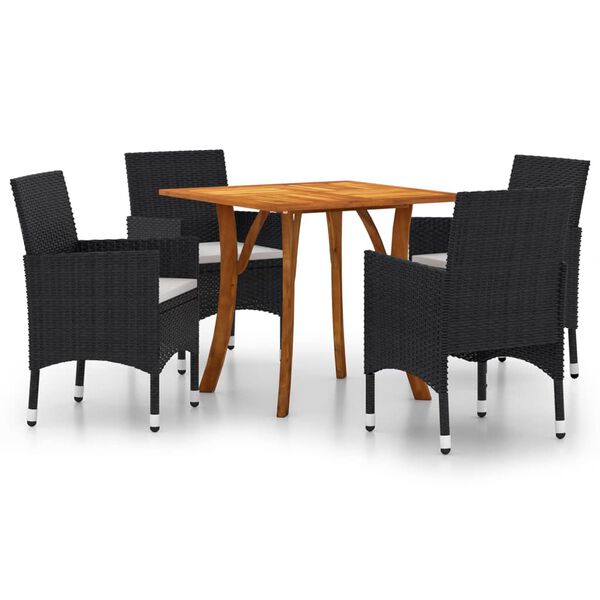 vidaXL Ensemble &agrave; manger de jardin 5 pcs Noir