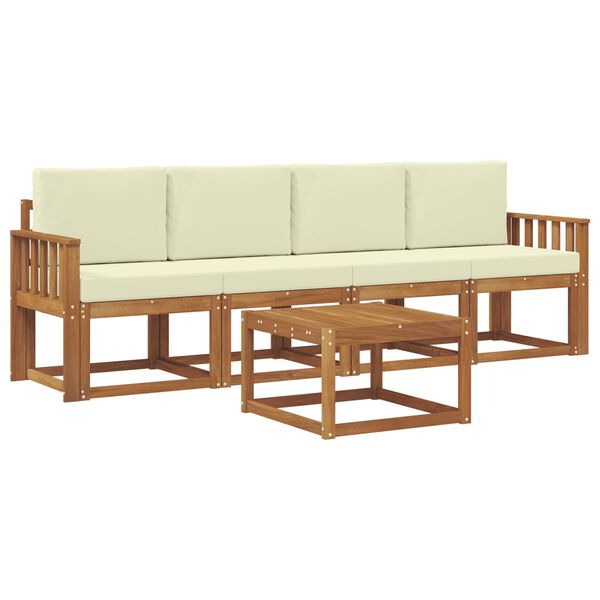 vidaXL Ensemble de canap&eacute;s d'ext&eacute;rieur 5 pcs Naturel et Cr&egrave;me