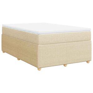 vidaXL Sommier &agrave; lattes de lit avec matelas cr&egrave;me 120x190 cm tissu