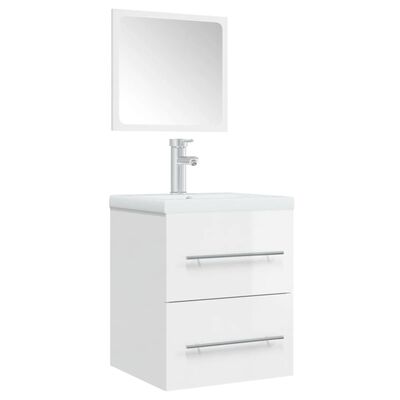 vidaXL Armoire de salle de bain et miroir Blanc brillant 41x38,5x48 cm
