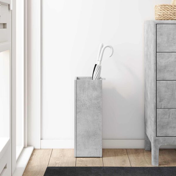 vidaXL Porte-parapluie Gris b&eacute;ton 20 x 20 x 55,5 cm Bois d'ing&eacute;nierie