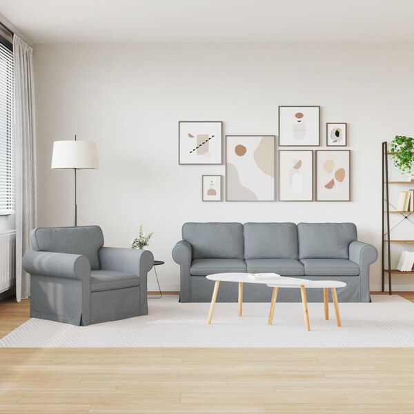 vidaXL Canap&eacute; 2 pcs Gris clair 215 x 82 x 80 cm tissu