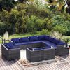 vidaXL Salon de jardin 11 pcs avec coussins Gris Résine tressée