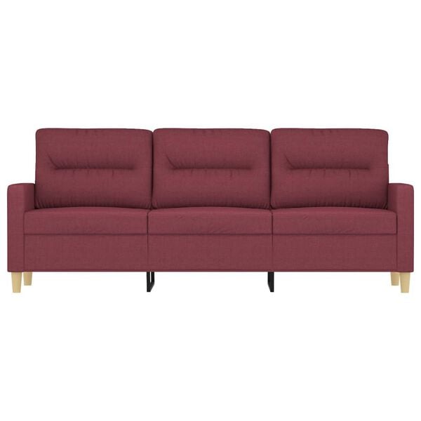 vidaXL Canap&eacute; &agrave; 3 places Rouge bordeaux 180 cm Tissu