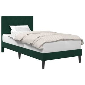 vidaXL Cadre de lit avec t&ecirc;te de lit Vert fonc&eacute; 90 x 200 cm Velours