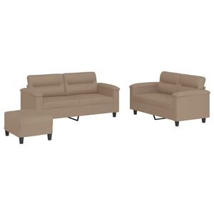 vidaXL Ensemble de canap&eacute;s 3 pcs avec coussins Cappuccino Similicuir