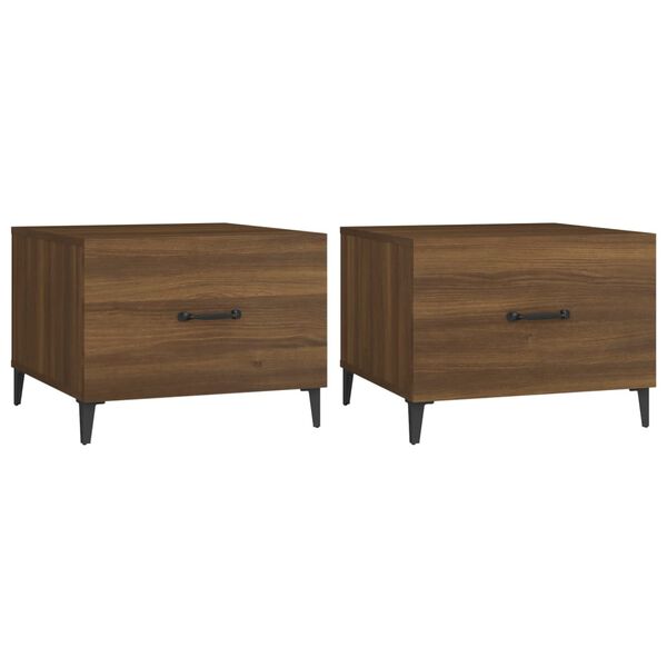 vidaXL Tables basses avec pieds en métal 2 pcs Chêne marron 50x50x40cm