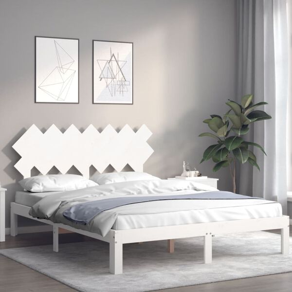 vidaXL Cadre de lit sans matelas blanc 140x200 cm bois de pin massif