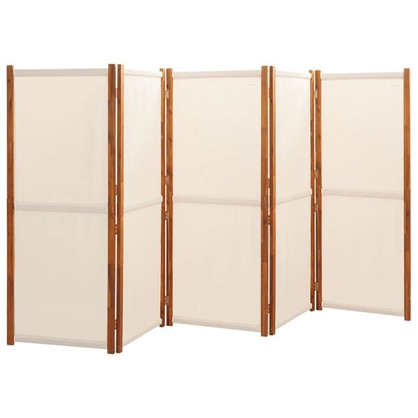 vidaXL Cloison de séparation 5 panneaux Blanc crème 350x180 cm