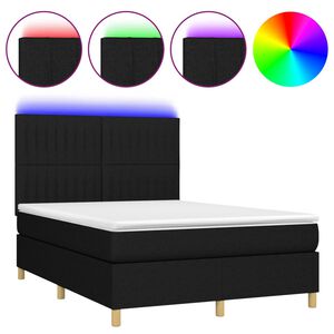 vidaXL Sommier &agrave; lattes de lit et matelas et LED Noir 140x190 cm Tissu