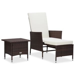 vidaXL Salon de jardin 2 pcs avec coussins R&eacute;sine tress&eacute;e Marron
