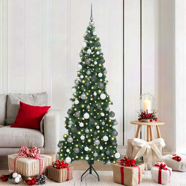 vidaXL Arbre de No&euml;l artificiel d'angle Vert 180 cm PVC et m&eacute;tal