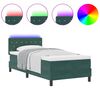 vidaXL Lit à ressort LED avec matelas Vert foncé 90 x 200 cm Velours