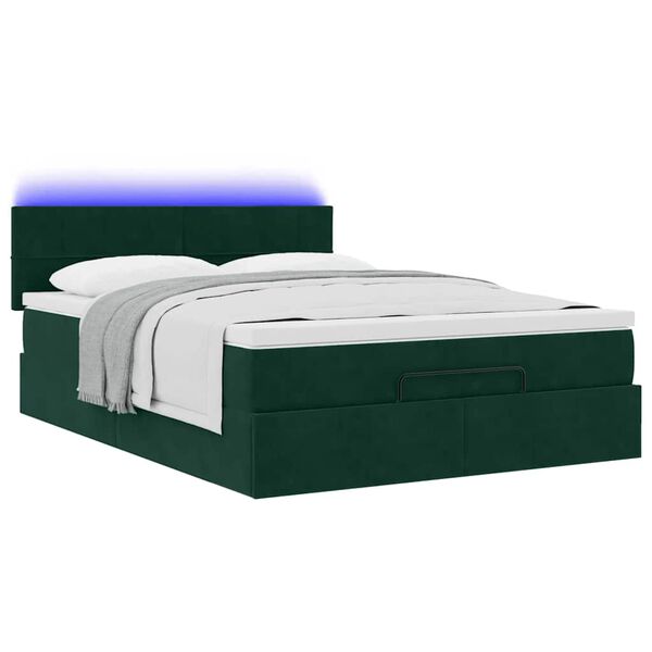 vidaXL Cadre de lit ottoman avec matelas vert fonc&eacute; 140x190 cm velours
