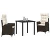 vidaXL Ensemble de salle &agrave; manger pour jardin 3 pcs Marron polyrotin