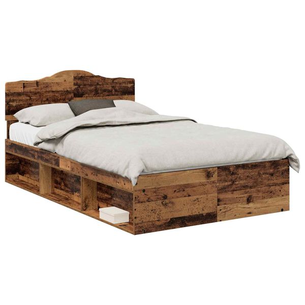 vidaXL Cadre de lit Bois ancien 120 x 190 cm Bois de pin massif