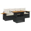 vidaXL Salon de jardin 5 pcs avec coussins noir r&eacute;sine tress&eacute;e acacia