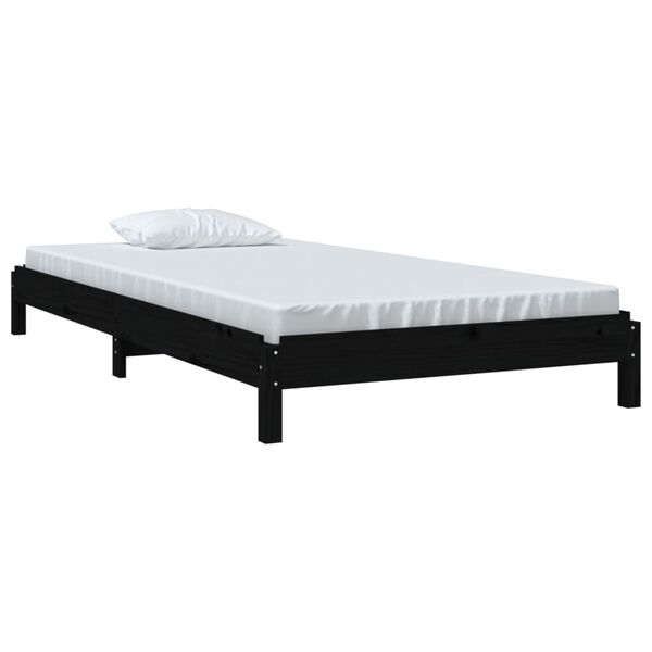 vidaXL Lit empilable sans matelas noir 75x190 cm bois de pin massif