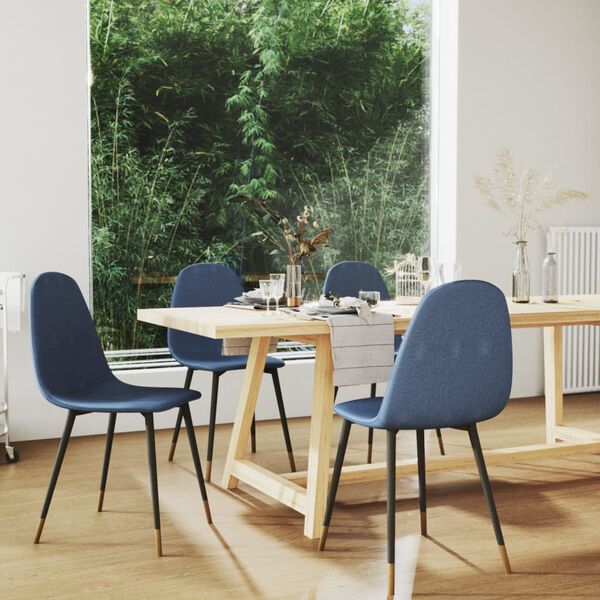 vidaXL Chaises &agrave; manger lot de 4 bleu tissu