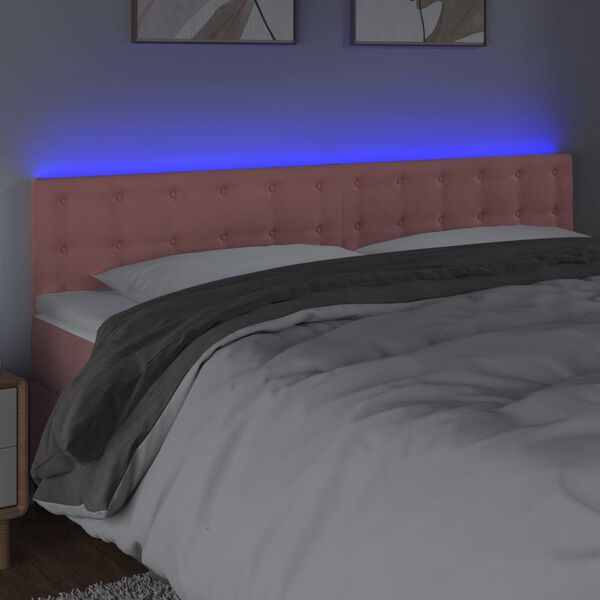 vidaXL T&ecirc;te de lit &agrave; LED Rose 160x5x78/88 cm Velours