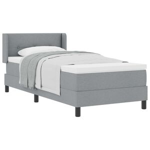 vidaXL Lit &agrave; ressorts avec matelas Gris clair 200 x 90 cm Polyester